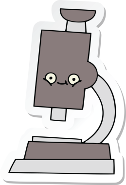 Bir insan tarafından çizilmiş şirin bir mikroskop etiketi.