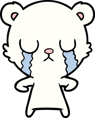 Bir insan tarafından çizilmiş üzgün küçük kutup ayısı çizgi filmi.