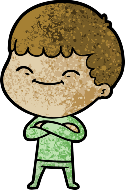 Bir insan tarafından çizilmiş mutlu çocuk çizgi filmi.