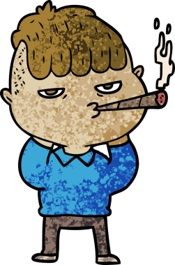 Bir insan tarafından çizilmiş sigara içen karikatürist.