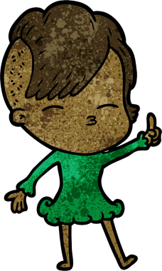 Bir insan tarafından çizilmiş şaşı çizgi film kızı.