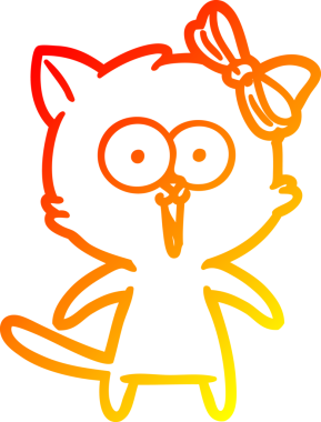 Bir insan tarafından çizilmiş çizgi film kedisinin sıcak çizgi çizimi