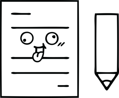 Bir insan tarafından çizilmiş bir test kağıdının çizgi çizimi