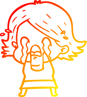 Bir insan tarafından çizilmiş, ağlayan bir çizgi kadın çizimi.