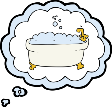 Bir insan tarafından çizilmiş serbest çizim baloncuklu küvet.