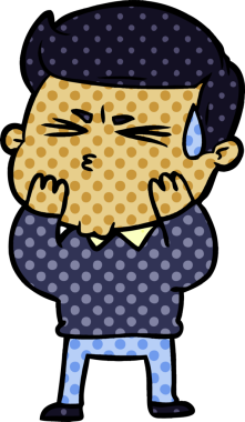 Bir insan tarafından çizilmiş terleyen çizgi film adamı.