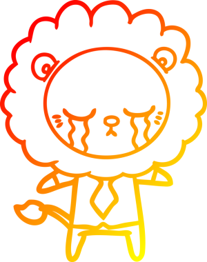 Bir insan tarafından çizilmiş, ağlayan bir aslanın sıcak çizgi çizgisi.