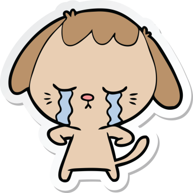 Bir insan tarafından çizilmiş ağlayan bir köpeğin çıkartması.