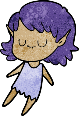 Bir insan tarafından çizilmiş mutlu elf kızı.