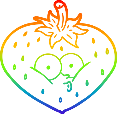 Bir insan tarafından çizilmiş bir çilek karikatürü gradyan çizimi