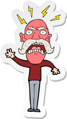 Bir insan tarafından çizilmiş öfkeli yaşlı bir adamın çıkartması.