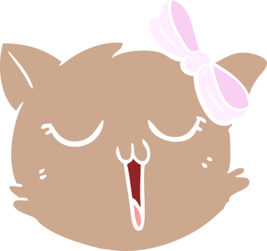 Bir insan tarafından çizilmiş düz renkli çizgi film kedi yüzü