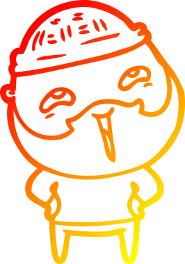 Bir insan tarafından çizilmiş mutlu sakallı bir adamın çizgi çizimi.