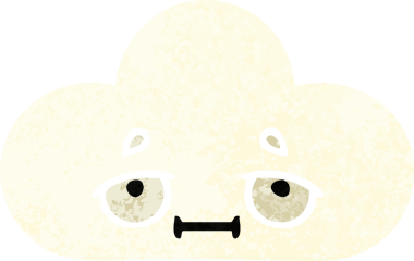 Bir insan tarafından çizilmiş beyaz bir bulutun retro çizim tarzı karikatürü