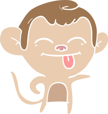 Bir insan tarafından çizilmiş komik düz renkli çizgi film maymunu