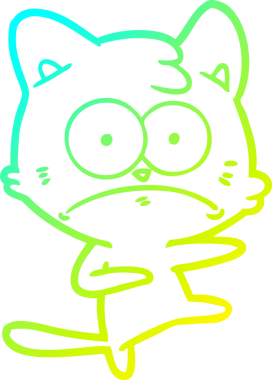 İnsan tarafından çizilmiş bir çizgi film çizimi. Sinirli bir kedi.