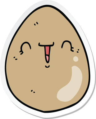 Bir insan tarafından çizilmiş karikatür yumurtasının etiketi.