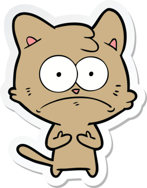 Bir insan tarafından çizilmiş karikatür asabi kedinin çıkartması.