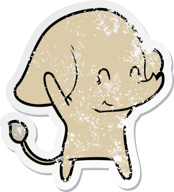 Bir insan tarafından çizilmiş şirin bir filin sıkıntılı çıkartması