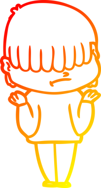 Bir insan tarafından çizilmiş dağınık saçlı bir çizgi film çocuğunun sıcak çizgi çizimi.