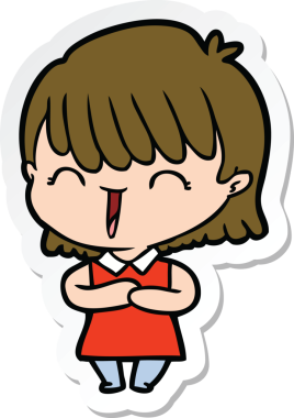 Bir insan tarafından çizilmiş bir karikatür kadının çıkartması.