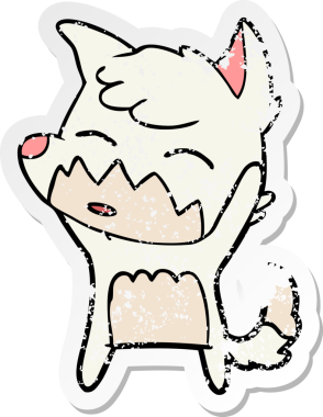 Bir insan tarafından çizilmiş tilki çizgi filminin sıkıntılı çıkartması.