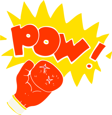 Bir insan tarafından çizilmiş boks eldiveninin düz renk çizimi