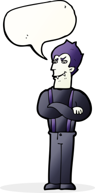 Bir insan tarafından çizilmiş, konuşma balonu olan bir vampir.