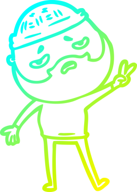 Bir insan tarafından çizilmiş sakallı, endişeli bir çizgi film çizimi.