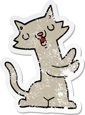 Bir insan tarafından çizilmiş karikatür bir kedinin sıkıntılı çıkartması.