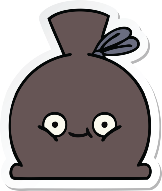 Bir insan tarafından çizilmiş şirin bir karikatür çuvalı.