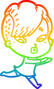 gökkuşağı gradyanı çizimi bir çizgi film kızı şaşırttı bir insan tarafından çizildi