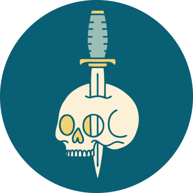 Bir insan tarafından çizilmiş bir kafatasının ikonik dövme şekli