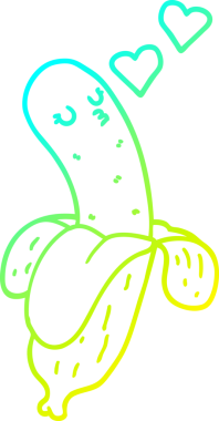 Bir insan tarafından çizilmiş bir muz çizgi filminin soğuk gradyanı.