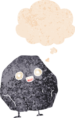 Düşünce baloncuklu karikatür bir insan tarafından çizilmiş grunge sıkıntılı retro tarzı