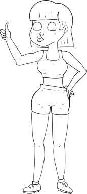 Bir insan tarafından çizilmiş siyah beyaz bir spor salonu kadını.