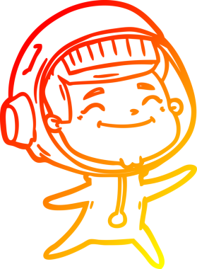 Bir insan tarafından çizilmiş mutlu bir astronotun sıcak çizgi çizimi