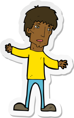 Bir insan tarafından çizilmiş endişeli bir karikatür çıkartması.