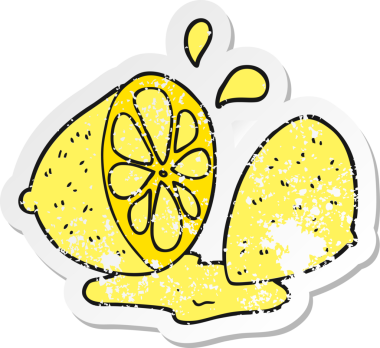 Bir insan tarafından çizilmiş limonlu karikatür etiketi.