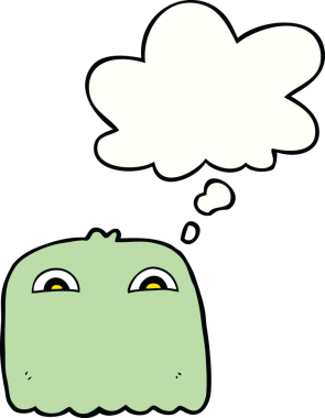 Bir insan tarafından çizilmiş düşünce balonlu çizgi film hayaleti.