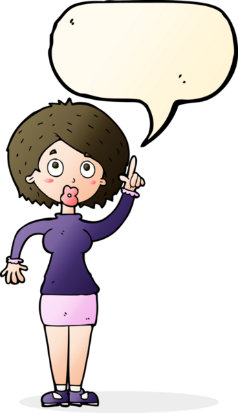 Bir insan tarafından çizilmiş konuşma baloncuğu fikri olan bir karikatür kadın.