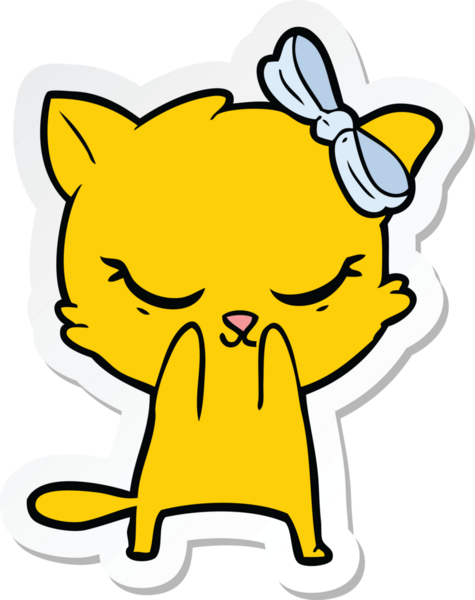 Bir insan tarafından çizilmiş şirin bir çizgi film kedisinin çıkartması.