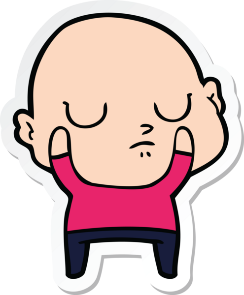 Bir insan tarafından çizilmiş kel bir adamın çıkartması.