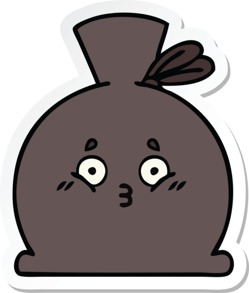 Bir insan tarafından çizilmiş şirin bir karikatür çuvalı.