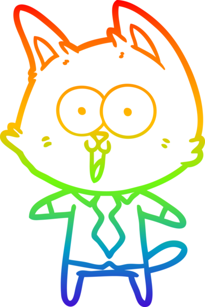 Bir insan tarafından çizilmiş gömlek ve kravat giyen komik bir çizgi film kedisinin çizimi