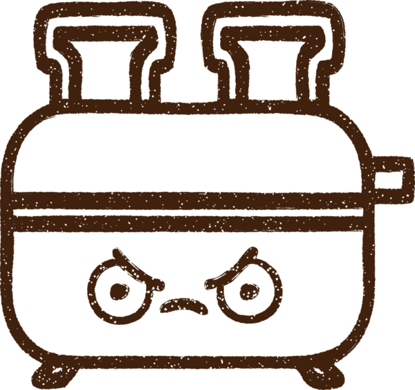 Bir insan tarafından çizilmiş kızgın tost makinesi kömürü.