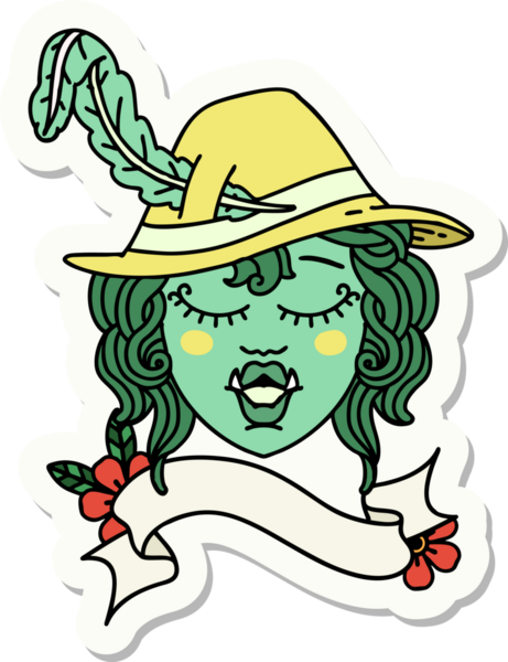 Bir insan tarafından çizilmiş Ork ozan karakterinin çıkartması