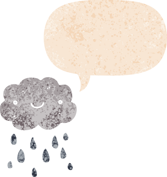Bir insan tarafından çizilmiş grunge sıkıntılı retro biçiminde konuşma baloncuğu ile sevimli çizgi film bulutu
