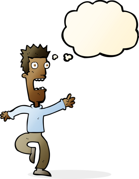 Bir insan tarafından çizilmiş düşünce balonlu çığlık atan adam çizgi filmi.