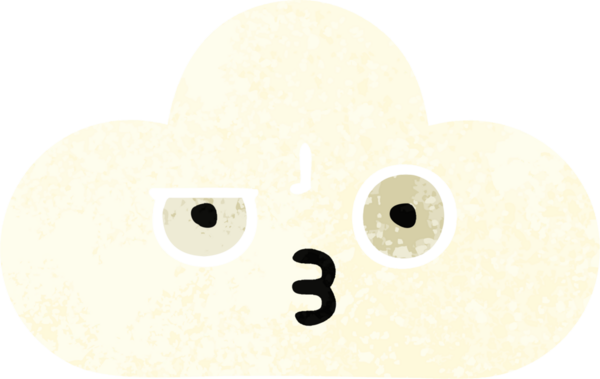 Bir insan tarafından çizilmiş beyaz bir bulutun retro çizim tarzı karikatürü